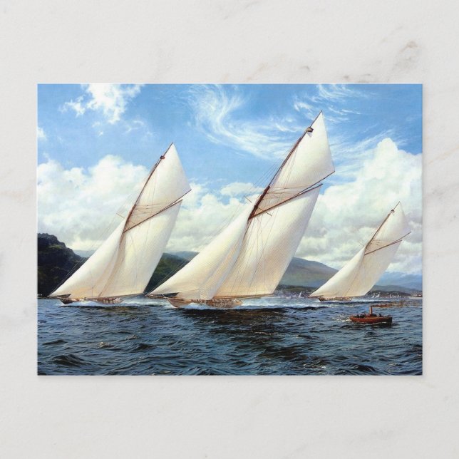 Carte Postale Yachts et petit bateau à vapeur (Devant)