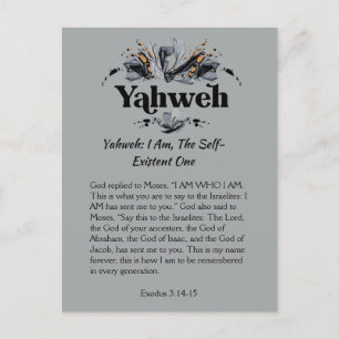Carte Postale Yahweh Noms de Dieu Écriture Dévotionnelle