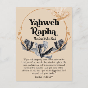 Carte Postale Yahweh Rapha Noms de Dieu Écriture Dévotionnelle