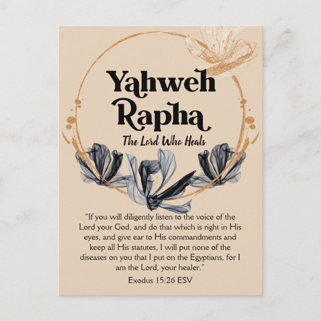 Carte Postale Yahweh Rapha | Noms de Dieu Écriture Dévotionnelle (Devant)