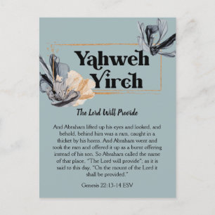 Carte Postale Yahweh Yireh Noms de Dieu Écriture Dévotionnelle