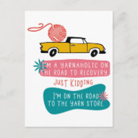 Yarnaholic Tricot Humour w. Camion rétro et fil