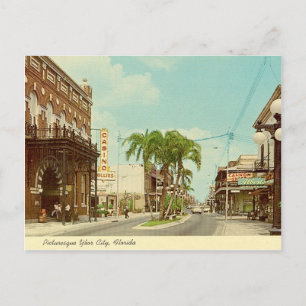 Carte Postale Ybor City, Floride scène de rue vintage