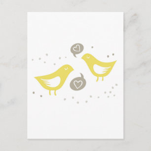 Carte Postale yellow birds talking about love
