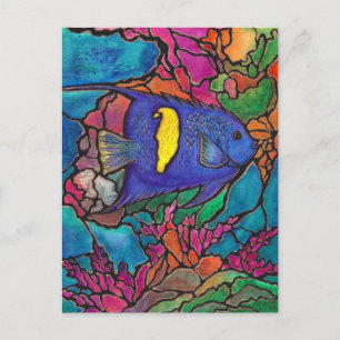 Carte Postale Yellowbar Récif de corail d'angelfish Art "Verre t