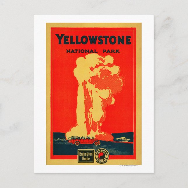 Carte Postale Yellowstone, Ancienne affiche publicitaire fidèle (Devant)