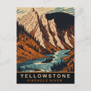 Carte Postale Yellowstone, rivière Firehole, WY, Voyage Ancien