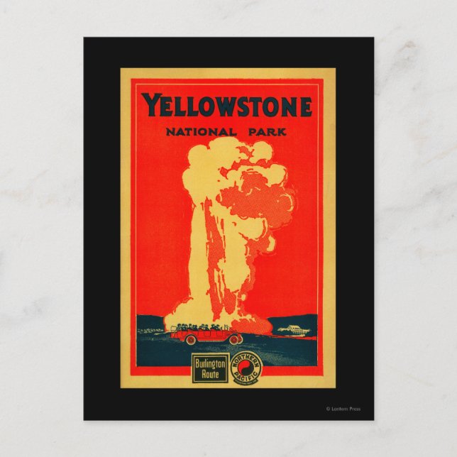 Carte Postale Yellowstone, vieille affiche fidèle de la (Devant)