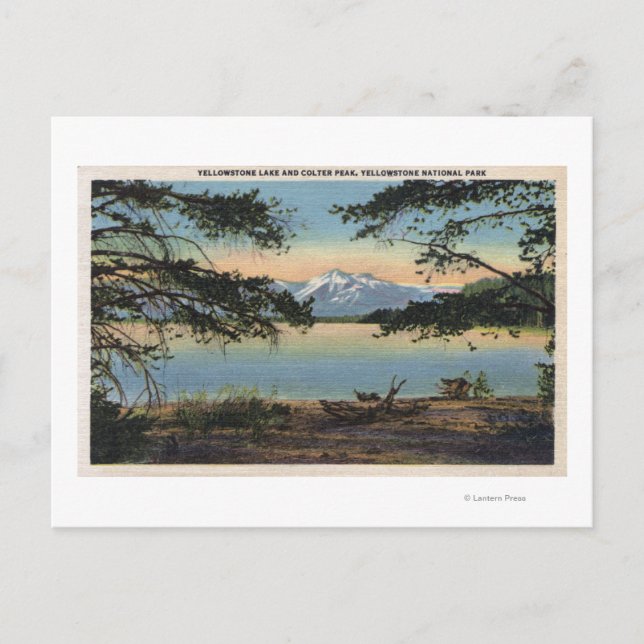 Carte Postale Yellowstone, WY - Lac Yellowstone et Colter (Devant)
