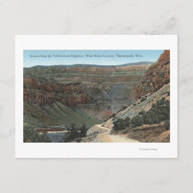 Carte Postale Yellowstone, WY - Yellowstone Highway and Wind (Devant)