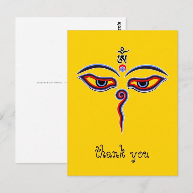Carte Postale Yeux de sagesse du Bouddha - Yeux du temple de Bod (Devant / Derrière)