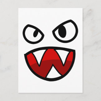 Carte Postale Yeux et bouche de monstre de dessin animé avec den