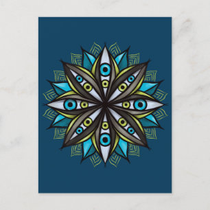 Carte Postale Yeux Étranges Avec Double Fleur Iris Mandala