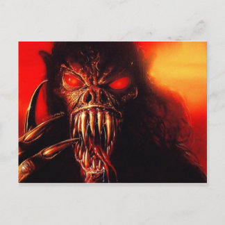 Carte Postale yeux rouges monstre avec des crocs