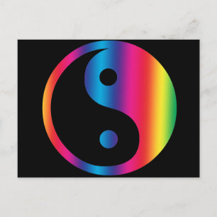 Carte postale Yin Yang Arc-en-ciel