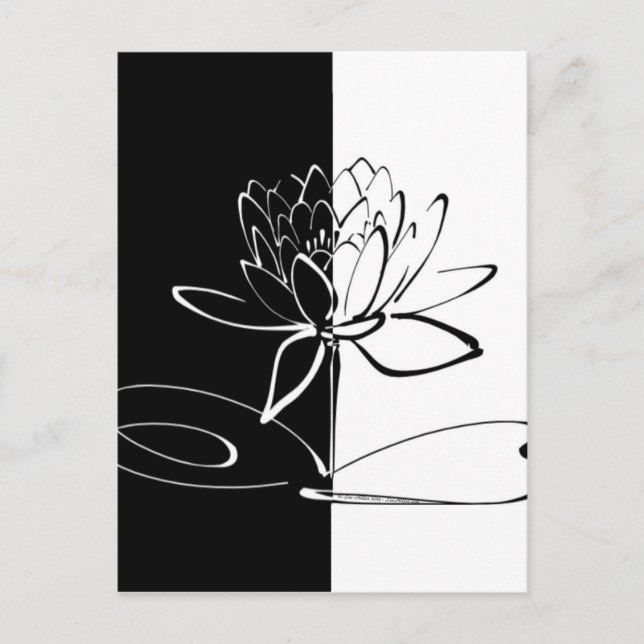 Carte Postale Yin Yang Black Lotus Blossom (Devant)