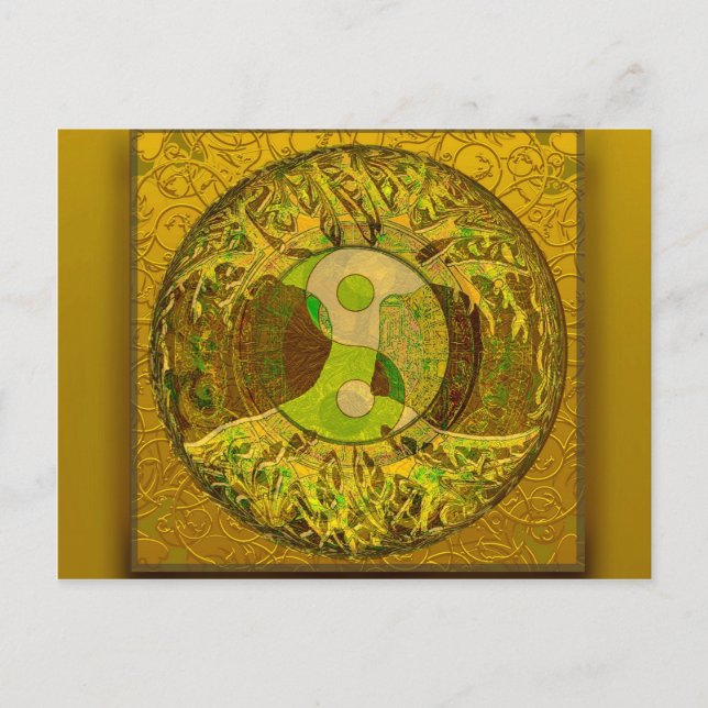 Carte Postale Yin Yang en or (Devant)