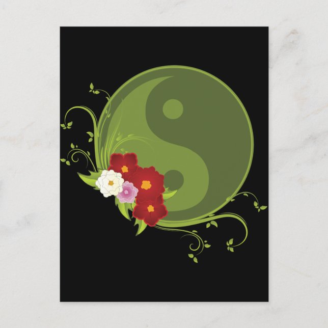 Carte Postale Yin Yang et les fleurs (Devant)
