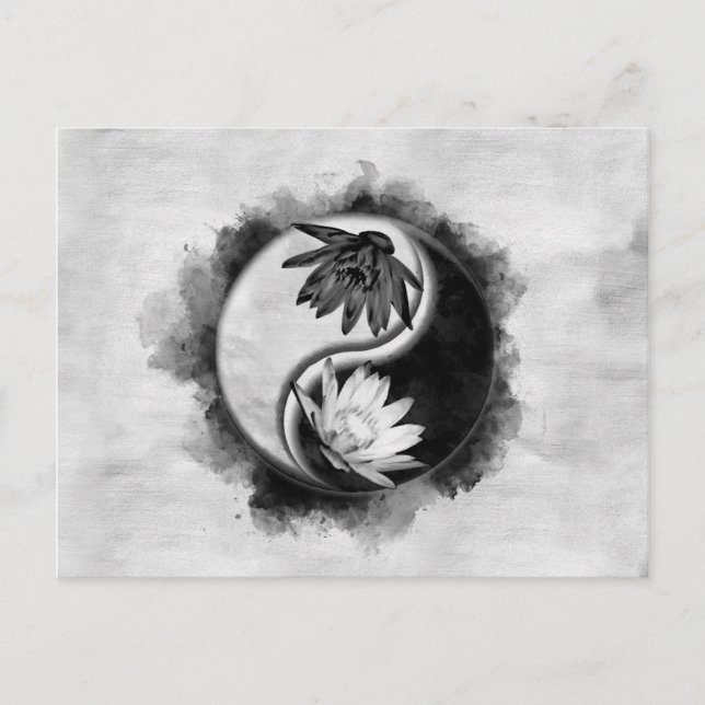 Carte Postale Yin Yang - Fleurs de lotus (Devant)