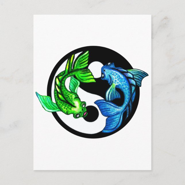 Carte Postale Yin-Yang Koi Design (Devant)