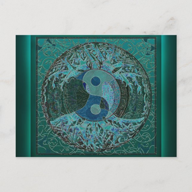 Carte Postale Yin Yang vert (Devant)