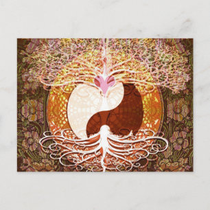 Carte Postale Ying Yang Heart Tree of Life