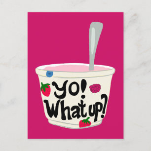 Carte Postale Yo ! Quoi ? Coupe de yaourt grec mignonne vide