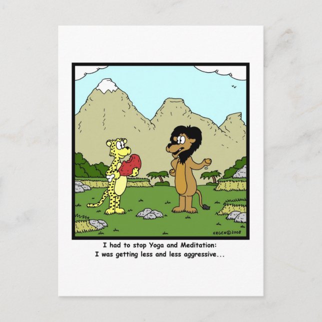 Carte Postale Yoga et méditation : Caricature de lion (Devant)