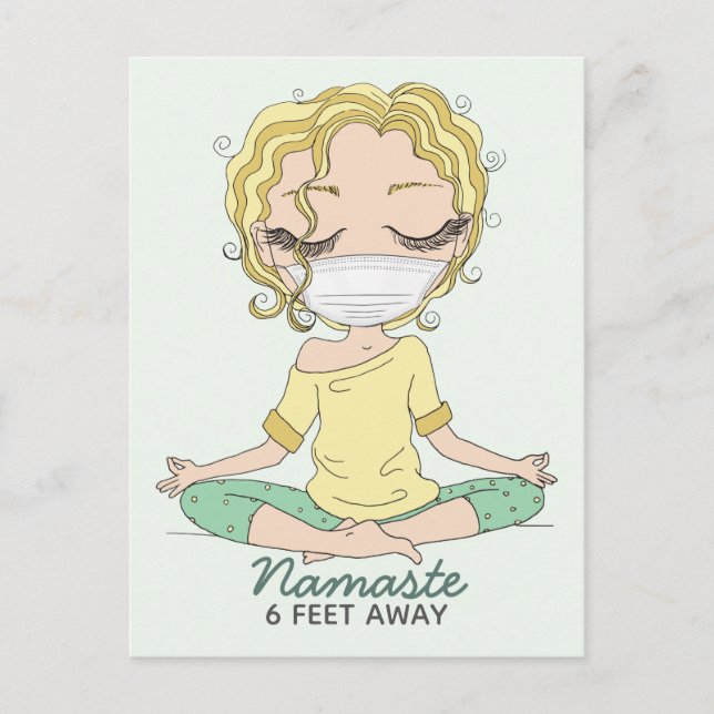 Carte Postale Yoga Girl Namaste à 6 pieds (Devant)