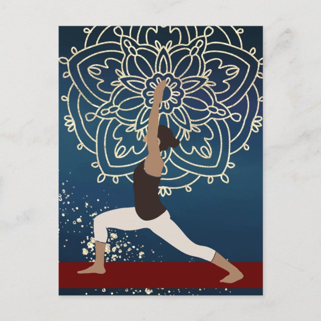 Carte Postale Yoga Gold, Blue and Red Mandala Personalized (Devant)