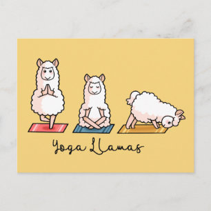 Carte Postale Yoga Llamas