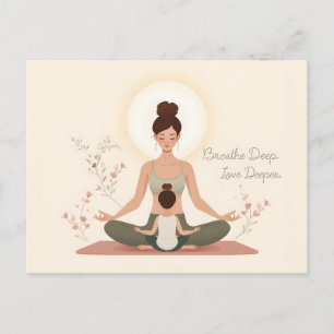 Carte Postale Yoga Méditation Art Mère Enfant