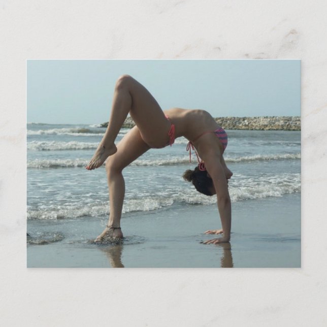 Carte Postale Yoga sur la plage photo (Devant)