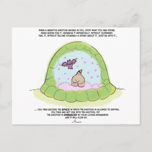 Carte Postale Yogi Turtle - "embrasser vos émotions négatives" (Devant)