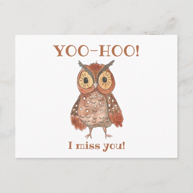 Carte Postale Yoo-hoo Cute Owl I Miss You School Teacher (Devant)