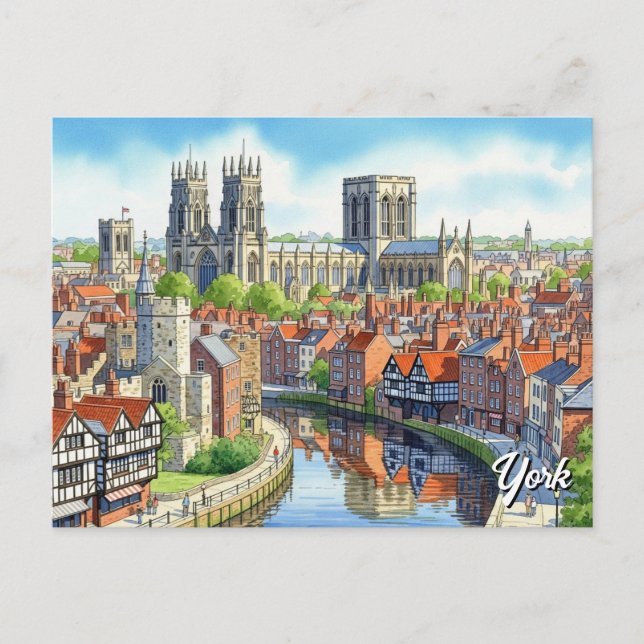 Carte postale York England Watercolor (Devant)