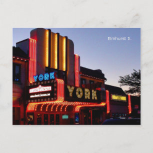 Carte Postale York Theater Marquee, Restored Gem In Elmhurst Il.