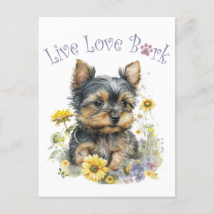 Carte Postale Yorkie Chien Maman Florale