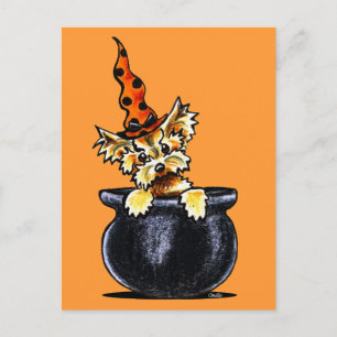 Carte Postale Yorkie Halloween Bonne Sorcière Sans Laisse Art™