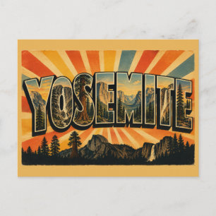 Carte Postale Yosemite Californie Granite Cascade Séquoia Art