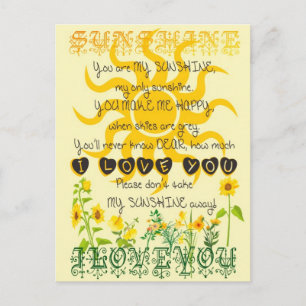 Carte Postale You are my sunshine.