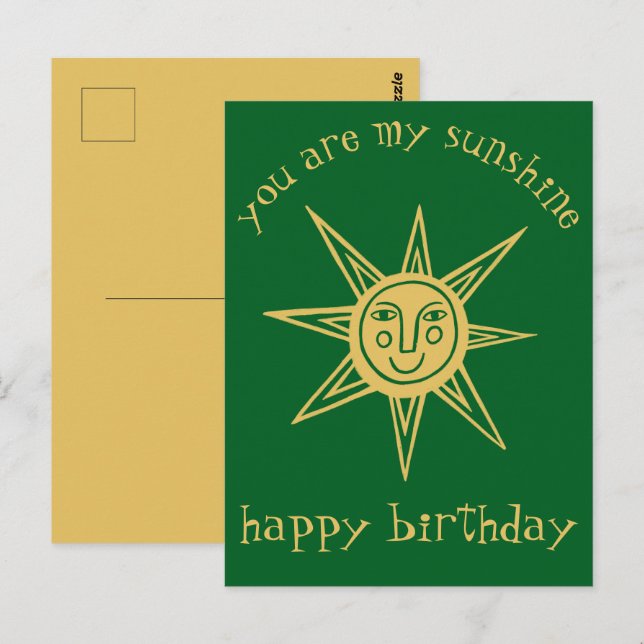 Carte Postale You are my sunshine HAPPY BIRTHDAY CUSTOM (Devant / Derrière)