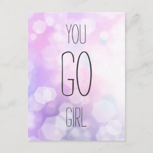 Carte Postale You Go Girl - Purple Bokeh Citation Inspirationnel
