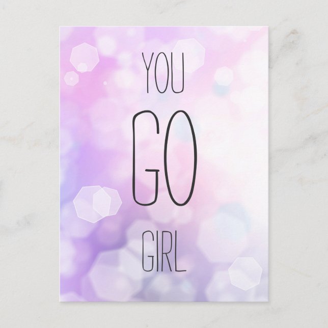 Carte Postale You Go Girl - Purple Bokeh Citation Inspirationnel (Devant)
