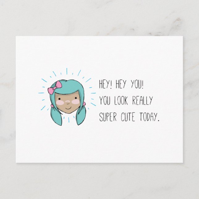 Carte postale "You look cute" (Art par Em Somervil (Devant)