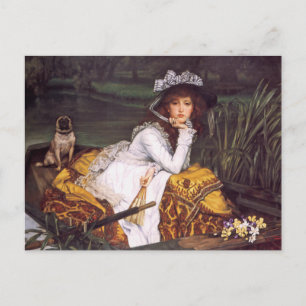 Carte Postale Young Lady & Her Pet Carlin en bateau par James Ti