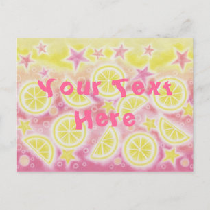 Carte postale "Your Text" à la citronnelle rose