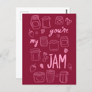 Carte Postale YOURE MY JAM Cute Jars Illustration Valentine Love