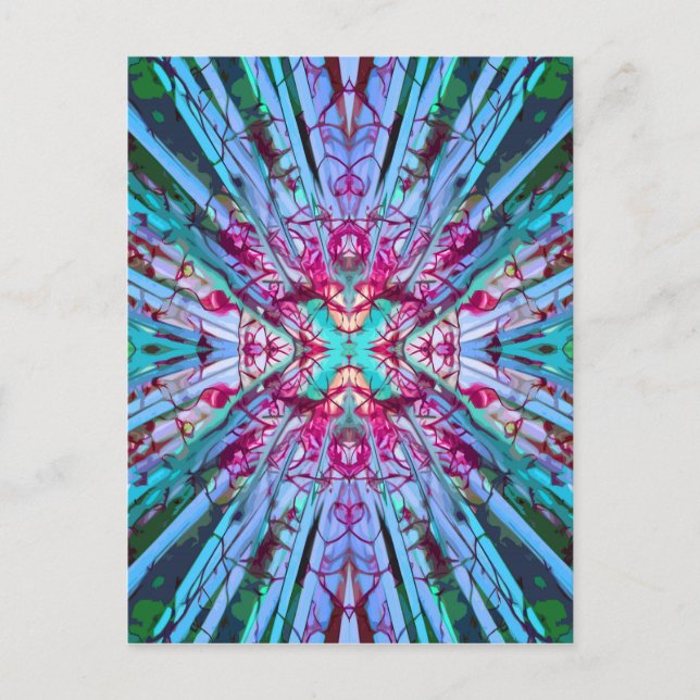 Carte Postale Yucca Op Art en Turquoise (Devant)
