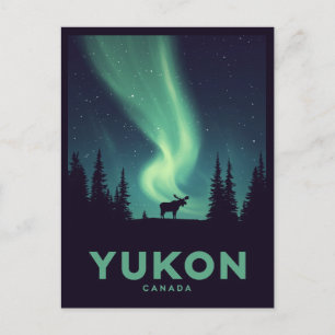 Carte Postale Yukon Aurore Orignal Vintage Lumière du Nord
